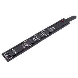 The Red Collier en cuir 3 anneaux D Noir